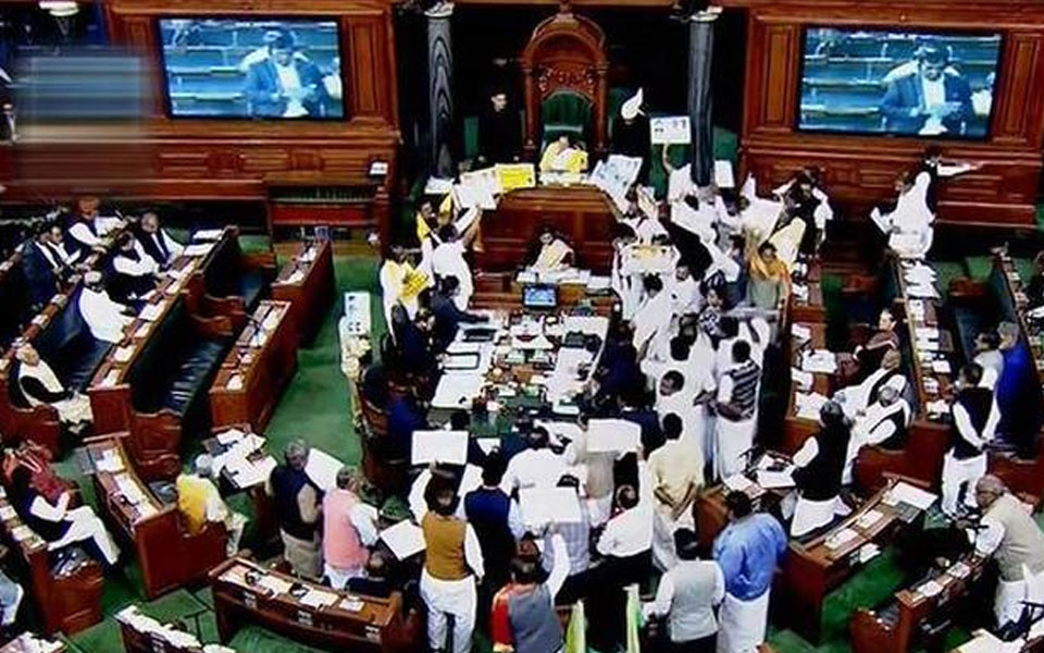 Lok Sabha witnesses noisy scene over introduction of tax bill